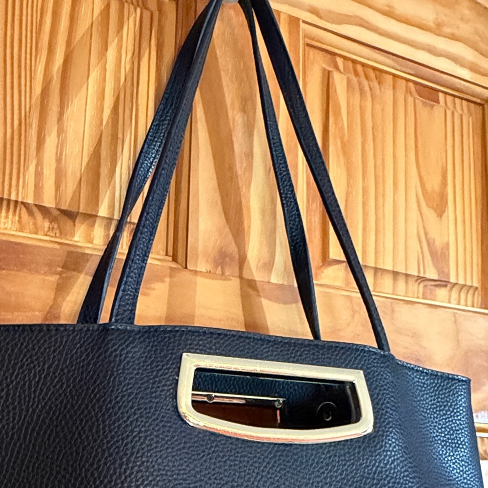 Steve Madden Black Tote Bag with Gold Accents - Women - Picture 3 of 11